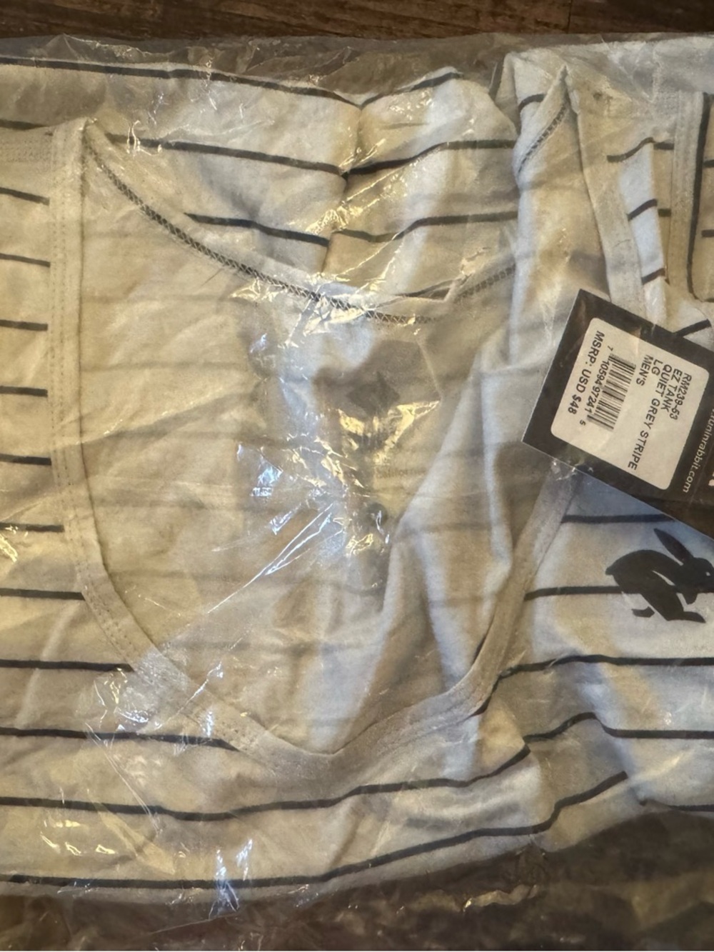 NWT Rabbit Men’s EZ Tank - Quiet Grey Stripe - Size Large